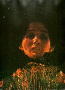 Gustav Klimt, en face-portratt av kvinna,